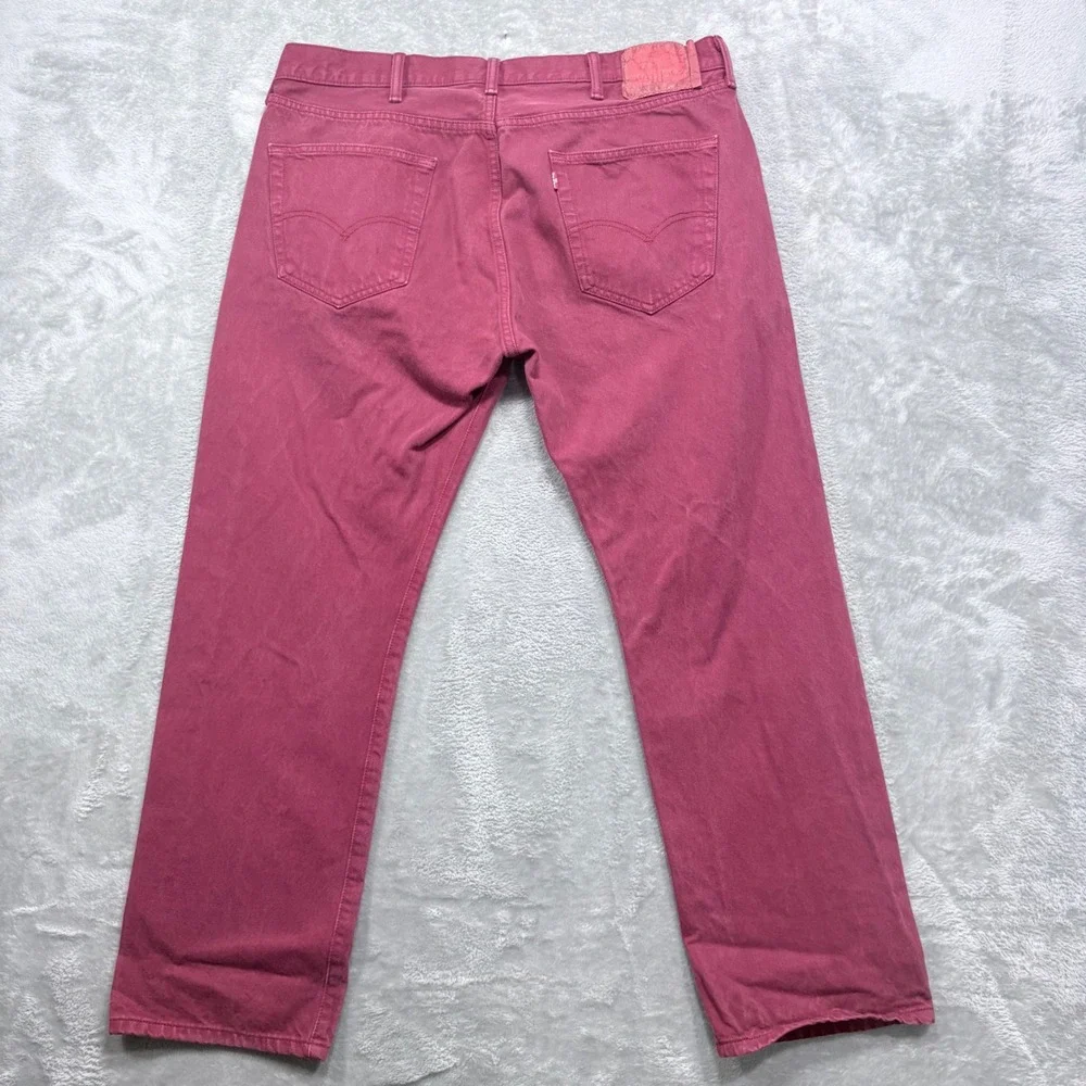 Levi's 501 Original Fit Mens 38x30 Pink Maroon Button Fly Straight Leg Jeans